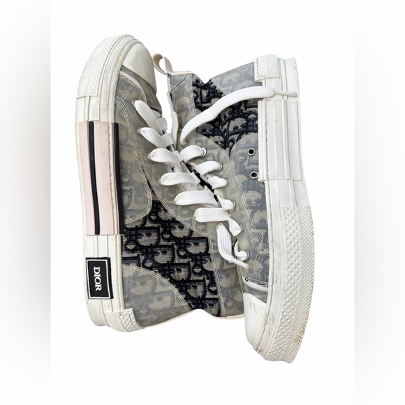 Dior Other - Dior Gray and White B23 Monogram High-Top Oblique Technical Canvas Sneakers